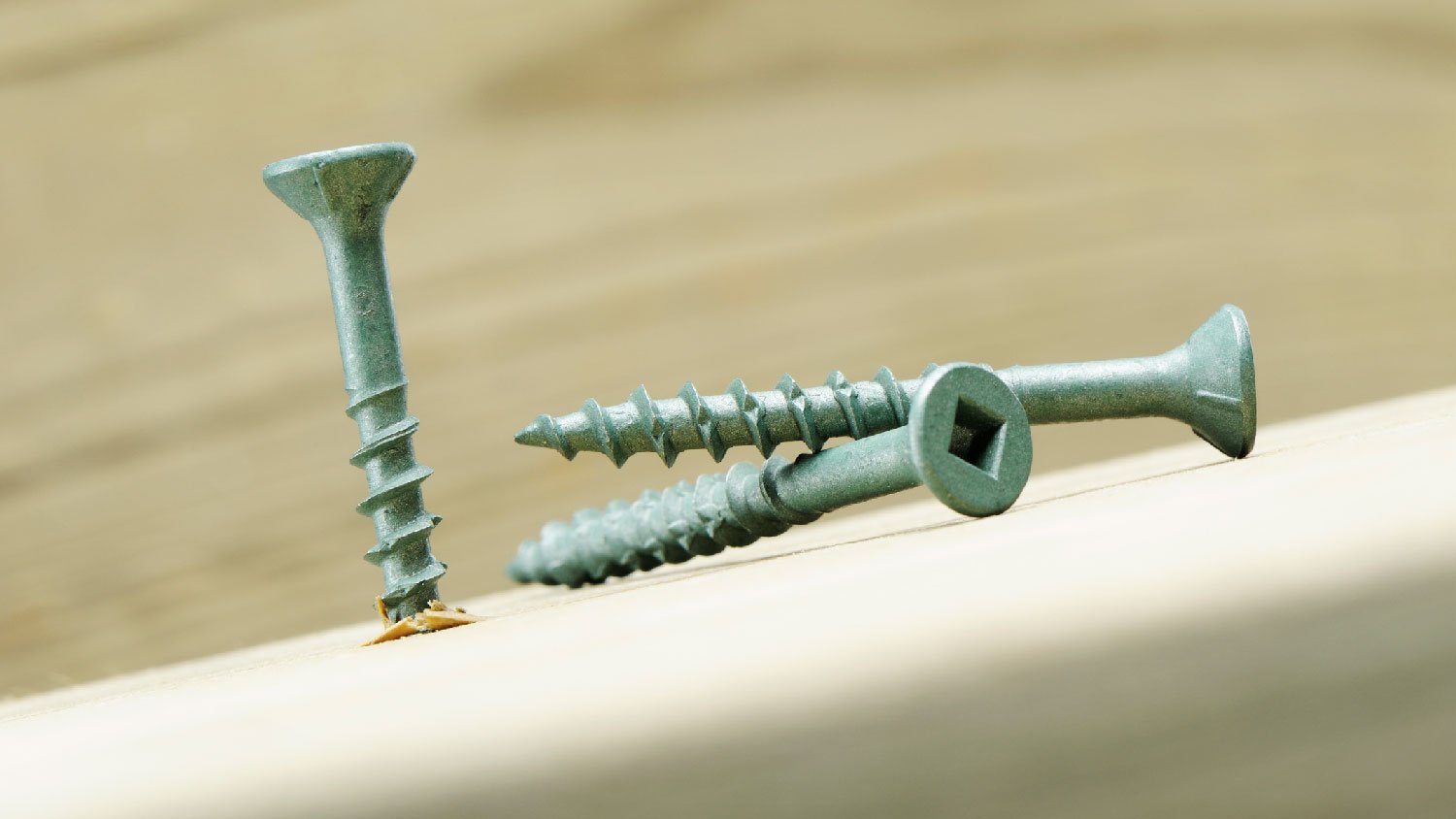 Green coated wood screws