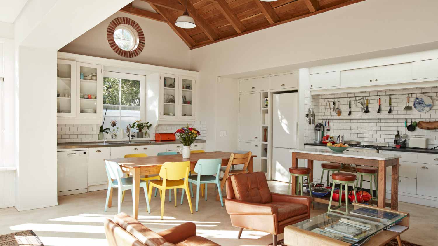 Interior of kitchen and living room at home